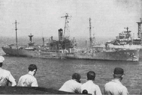 U. S. navy ship Liberty towed in after attack by Israeli forces during the six day war