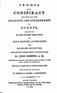 Bookcover PROOFS OF A CONSPIRACY AGAINST ALL THE RELIGIONS AND GOVERNMENTS OF EUROPE,CARRIED ON IN THE SECRET MEETINGS OF FREE MASONS, ILLUMINATI,