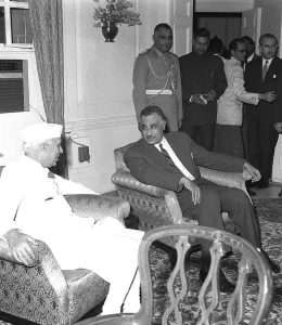 Abdel Nasser visits the residence of the Indian Prime Minister Nehru. 31 March 1960