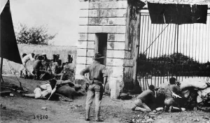 American Marines In 1915 defending the entrance gate in Cap-Haïtien