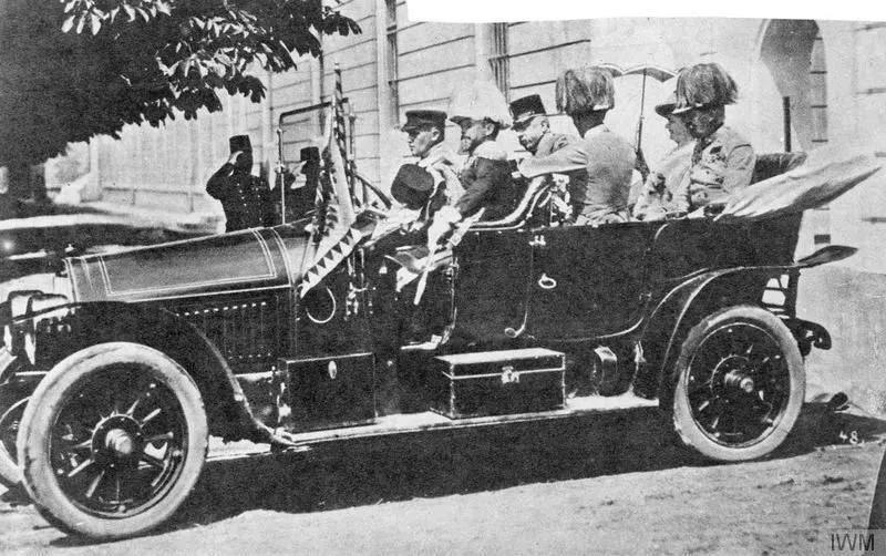 Archduke Ferdinand and his wife on an official visit to Sarajevo in June 1914