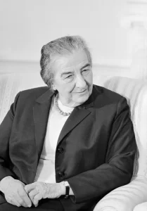 Golda Meir, Prime Minister of Israel 1969-1974. Taken 1 March 1973