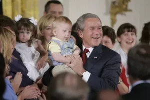 President George W. Bush after his remarks about stem cell research policy legislation in the East Room of the White House Wednesday, July 19, 2006