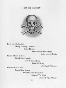 Members of the 1920 delegation of Skull and Bones, Yale University. The list includes the two founders of TIME magazine, later Time Incorporated, Briton Hadden and classmate Henry Robinson Luce.