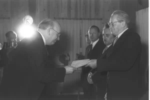 American Ambassador Edward Lawson presenting his credentials to President Yitzhak Ben Zvi 12 November 1964