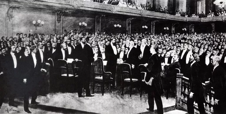 Theodor Herzl at First Zionist Congress in Basel 8-25-1897