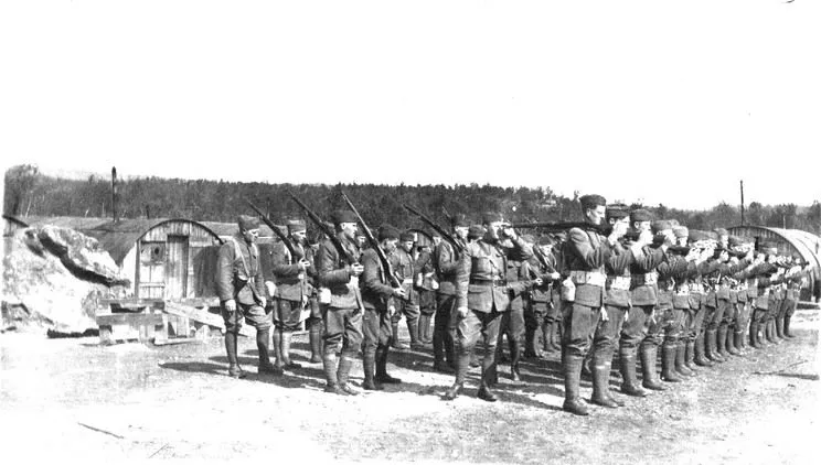 Major Scales Inspecting Troops Murmansk 1919