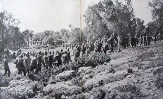 Island of Rhodes, 1912. Turkish prisoners of war being led to a detention camp during the Italo-Turkish War of 1911-1912