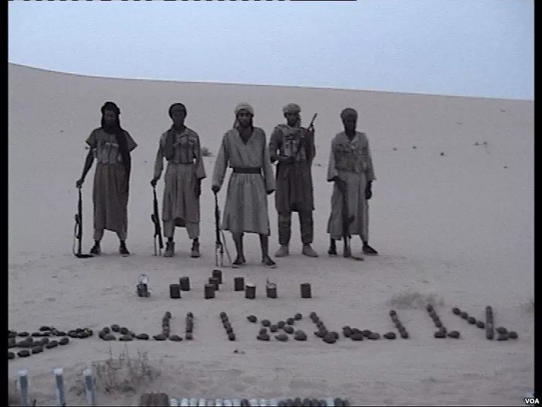 Al-Qaida AQIM soldiers in the Algerian desert