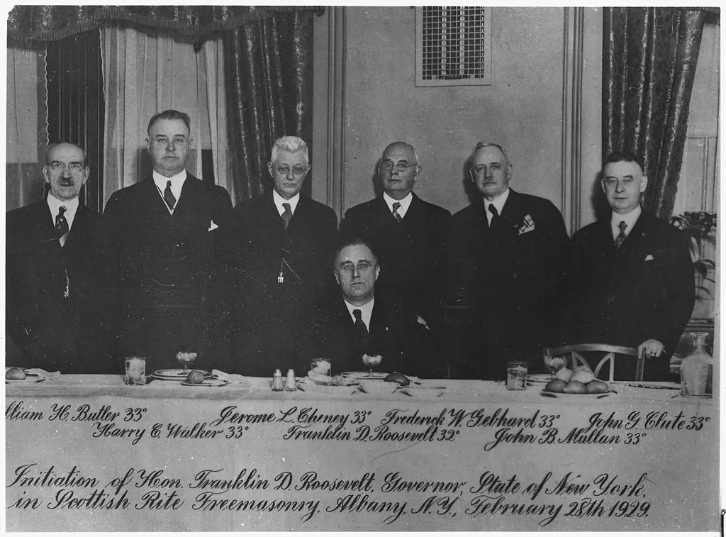 Franklin D. Roosevelt and other Masons in Albany, New York