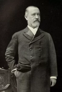 Jacob Schiff (1847 – 1920) was a German-born Jewish American banker, businessman, and philanthropist. Among many other things, he helped finance the expansion of American railroads, and the Japanese military efforts against Tsarist Russia in the Russo-Japanese War.