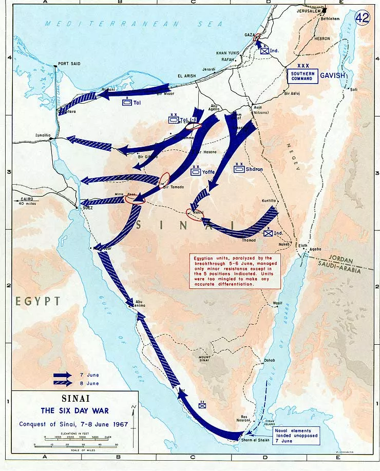 Conquest of Sinai on 7-8 June 1967, during the Six-Day War