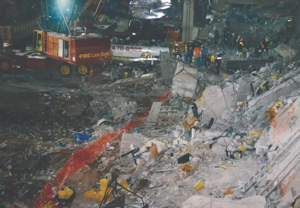 Investigators going through the rubble following the bombing of the World Trade Center in 1993.