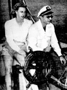 L. Ron and Sara Hubbard aboard the schooner Blue Water II, Miami, June 1946