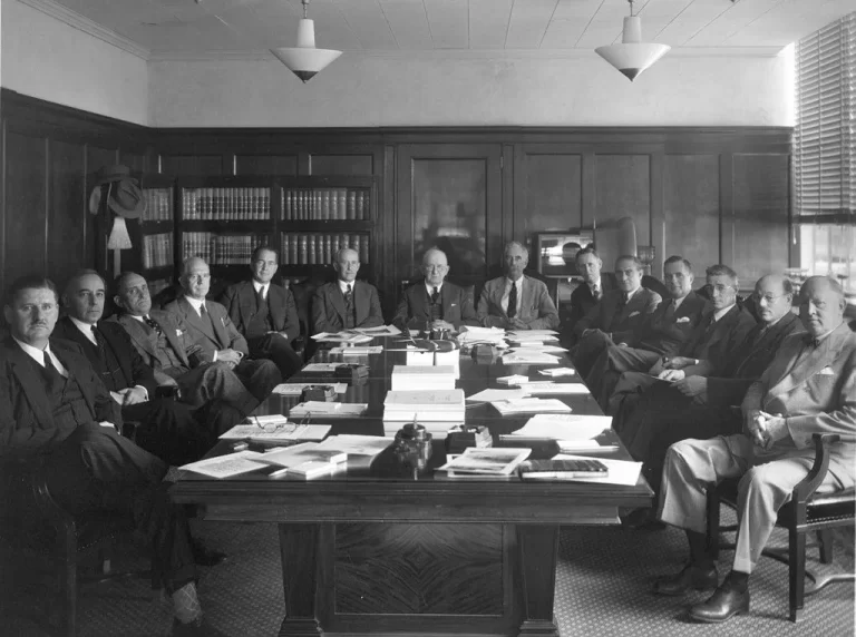 NASA was created from the National Advisory Committee on Aeronautics in 1958. This is a photo of the members of the advisory board of NACA in 1938.