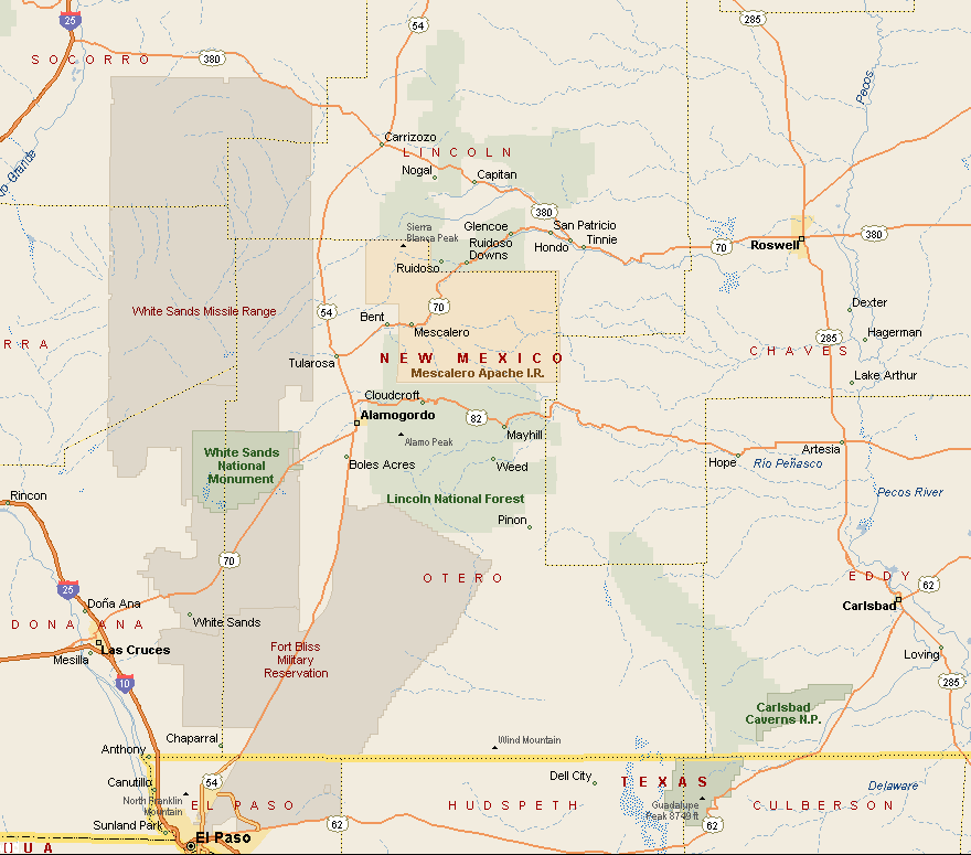 Map of Roswell area New Mexico