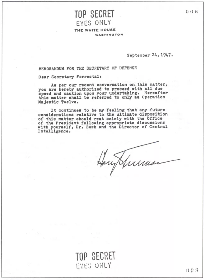 Truman Memorandum for the creation of Majestic 12