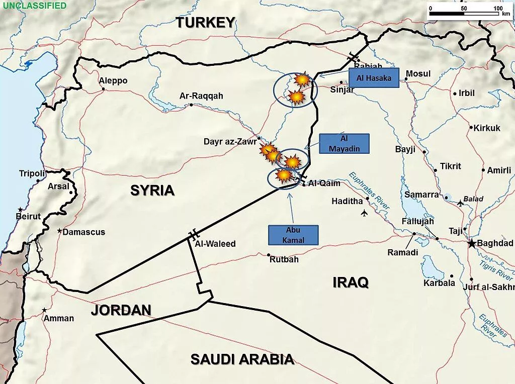 Fighter aircraft from Saudi Arabia, United Arab Emirates and the United States attacked oil refineries in eastern Syria controlled by the Islamic State of Iraq and the Levant, Sept. 24, 2014.