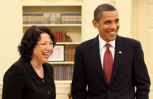 Barack Obama and Justice Sonia Sotomayor meet in the Oval Office