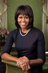 First Lady Michelle Obama in the Green Room of the White House