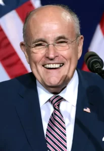 Rudy Giuliani speaking at an immigration policy speech hosted by Donald Trump in Phoenix, Arizona