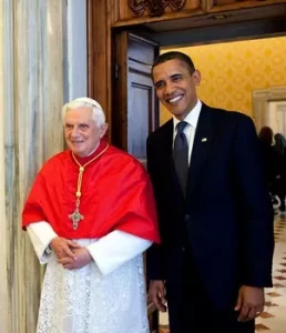 Barack Obama and Pope Benedict XVI at the Vatican (Holy See) on July 10, 2009