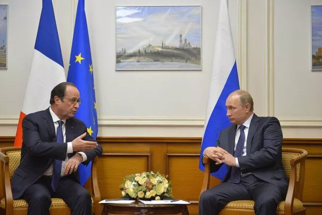 François Hollande, President of France and Vladimir Putin, President of the Russian Federation. Moscow, 6 dec 2014