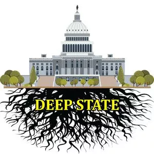 Image of US capital with deep roots portraying the deep state