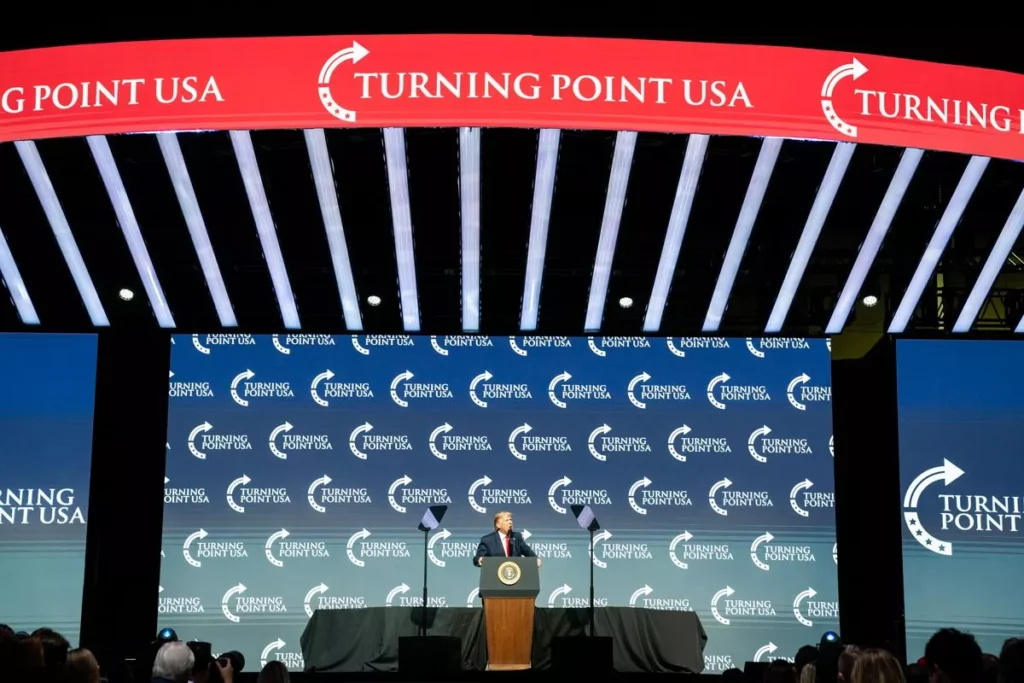 President Donald J. Trump addresses his remarks Saturday, Dec. 21, 2019, at Turning Point USA’s 5th annual Student Action Summit at the Palm Beach County Convention Center in West Palm Beach, Fla. (Official White House Photo by Shealah Craighead)