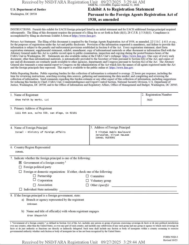 FARA Registration for Faith Works