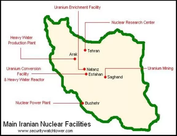 Map of Iran Nuclear Sites