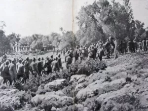 Island of Rhodes, 1912. Turkish prisoners of war being led to a detention camp during the Italo-Turkish War of 1911-1912